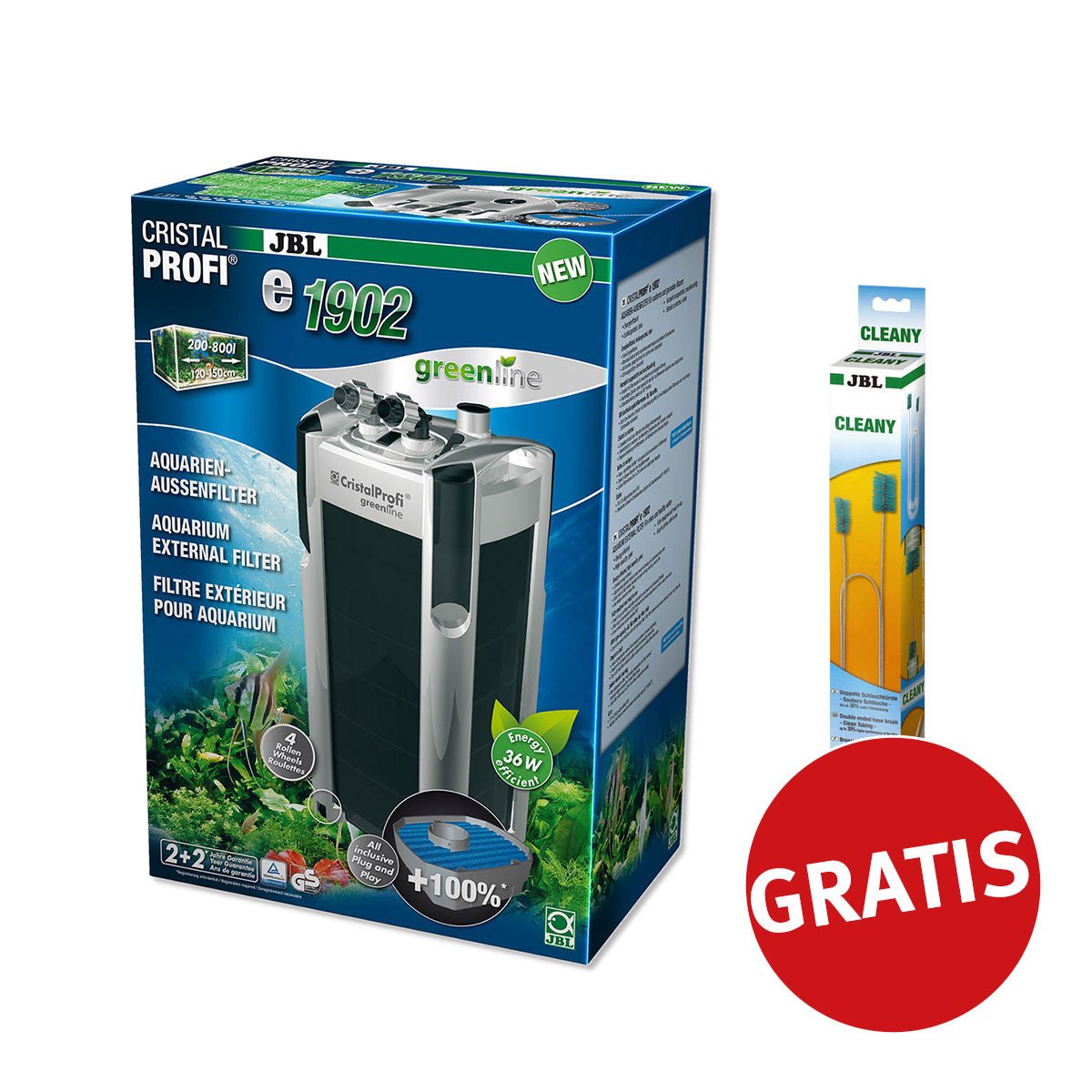 JBL Cristal Profi greenline e1902 + Cleany Schlauchreinigungsbürste gratis