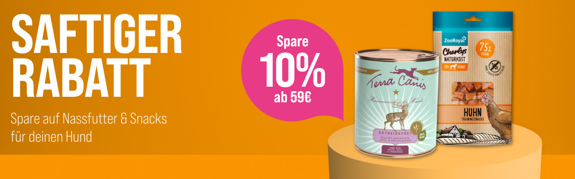 10% auf Nassfutter + Snacks