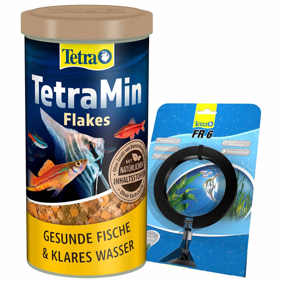 TetraMin Normalflocken Fischfutter 1000ml + Tetra FR 6 Futtering