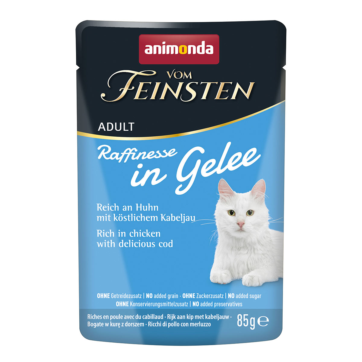 animonda vom Feinsten Raffinesse Gelee Huhn und Kabeljau 24x85g