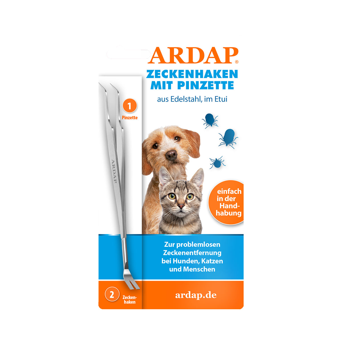 ARDAP 2-in-1 Zeckenhaken Edelstahl