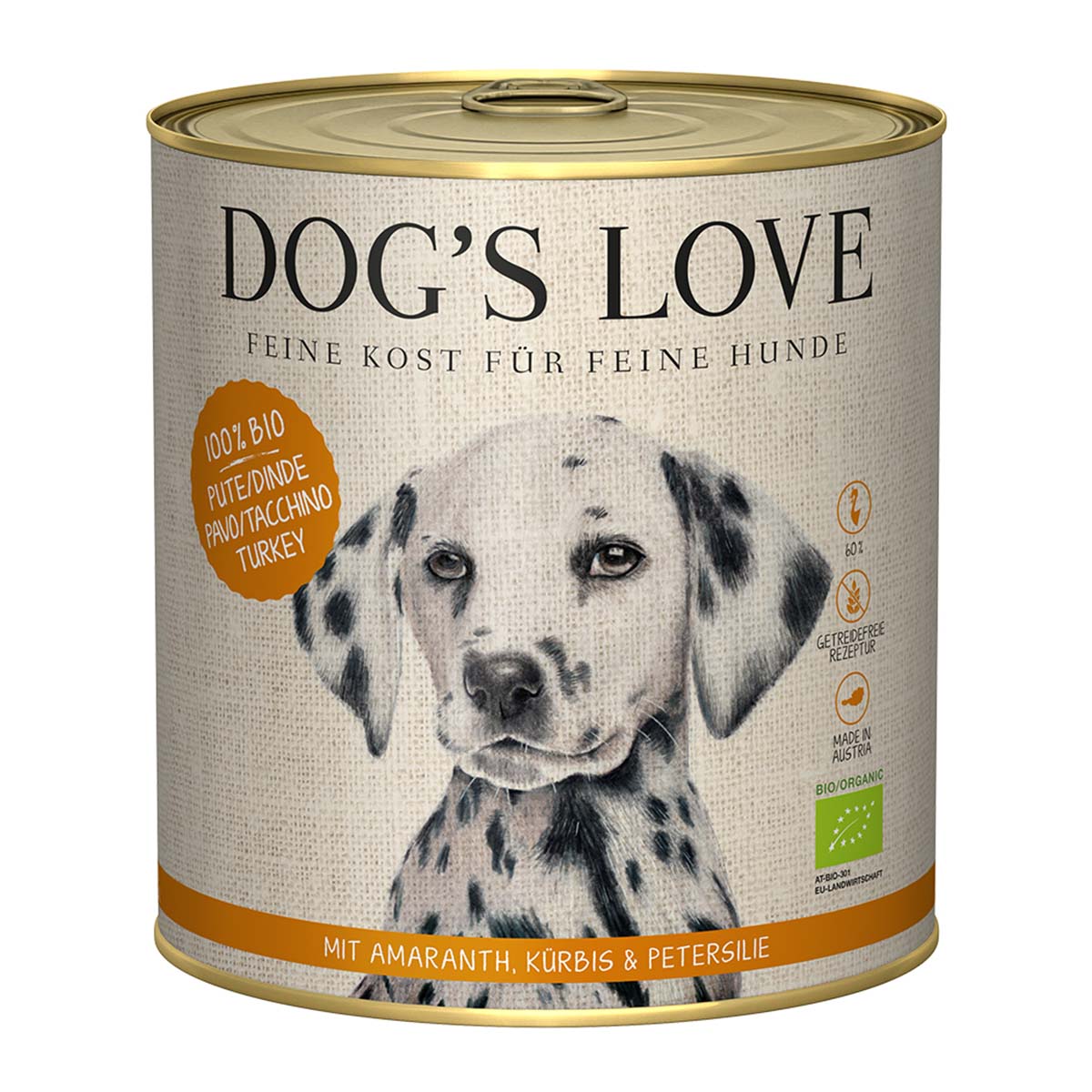 Dog's Love Bio Pute mit Amaranth, Kürbis und Petersilie