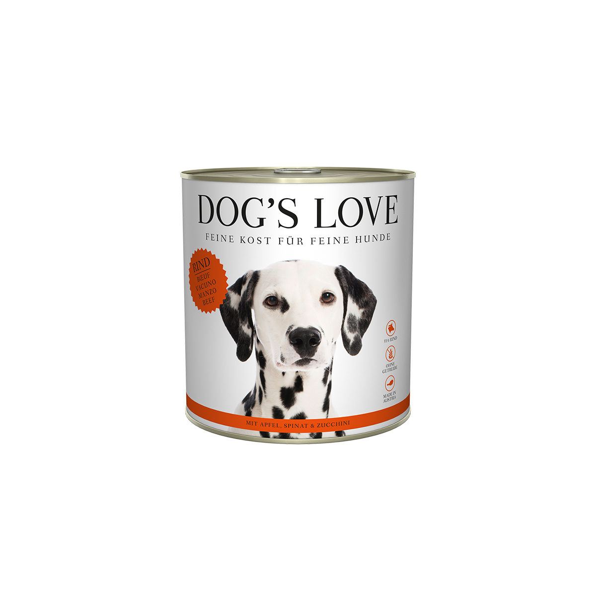 Dog's Love Classic Rind mit Apfel, Spinat und Zucchini 6x800g