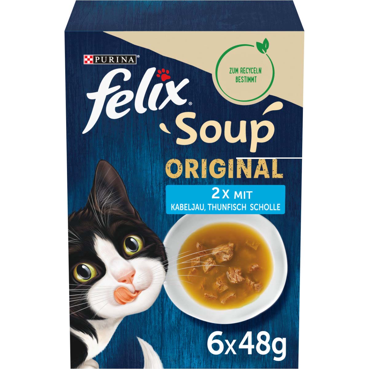 FELIX Soup Geschmacksvielfalt aus dem Wasser mit Kabeljau, Thunfisch und Scholle 6x48g