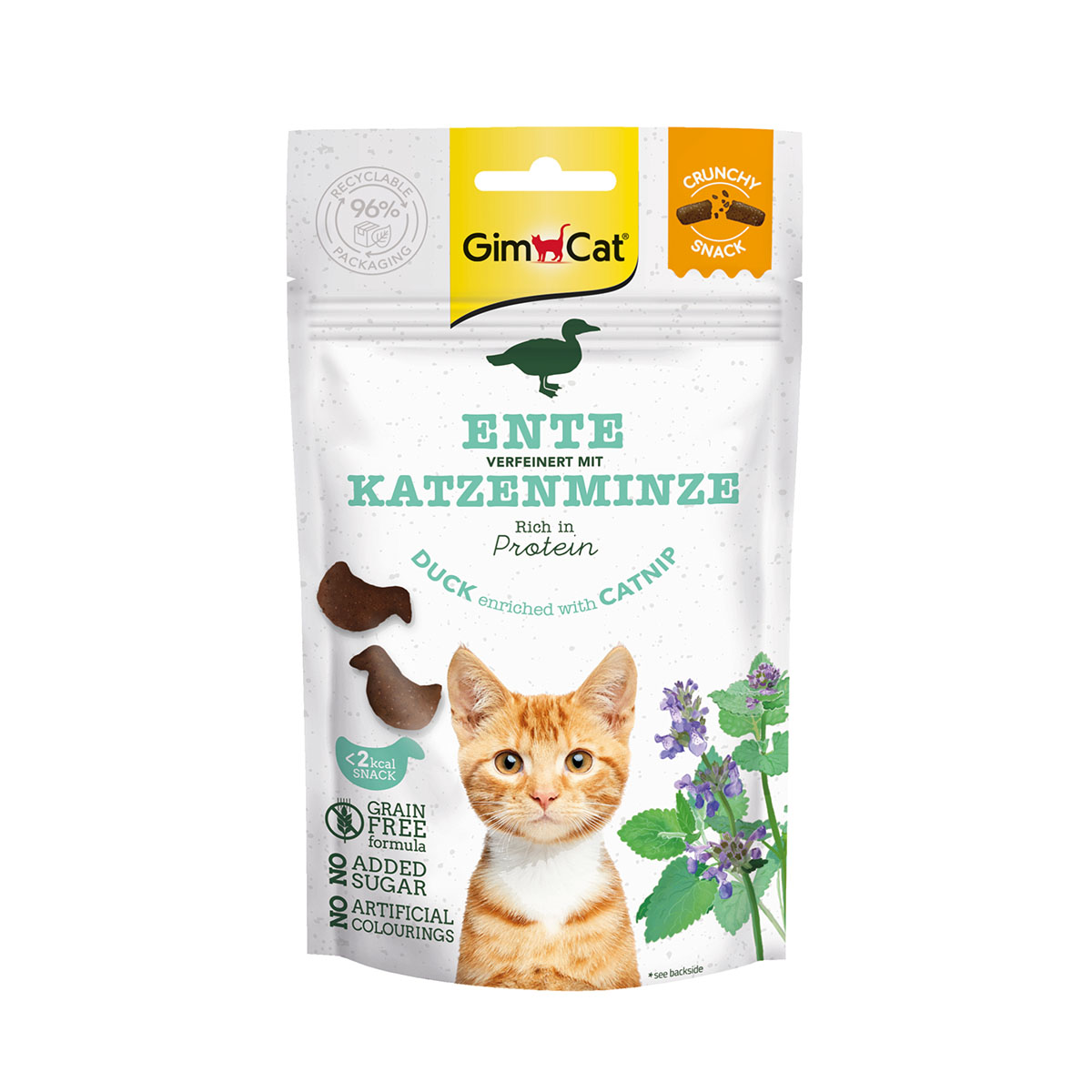 GimCat Crunchy Snacks Ente mit Katzenminze 6x50g