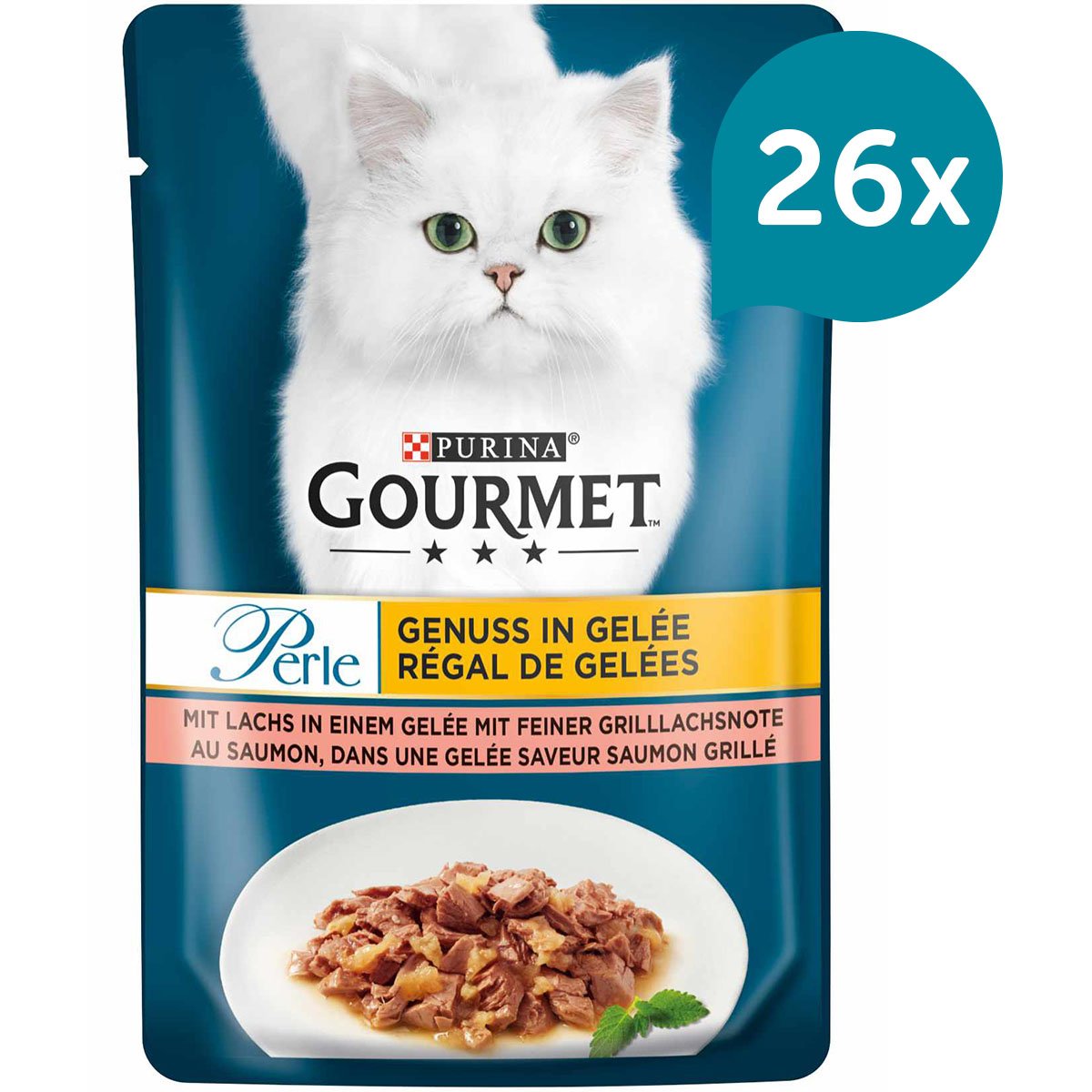 GOURMET Perle Genuss v želé s lososem 26 × 85 g