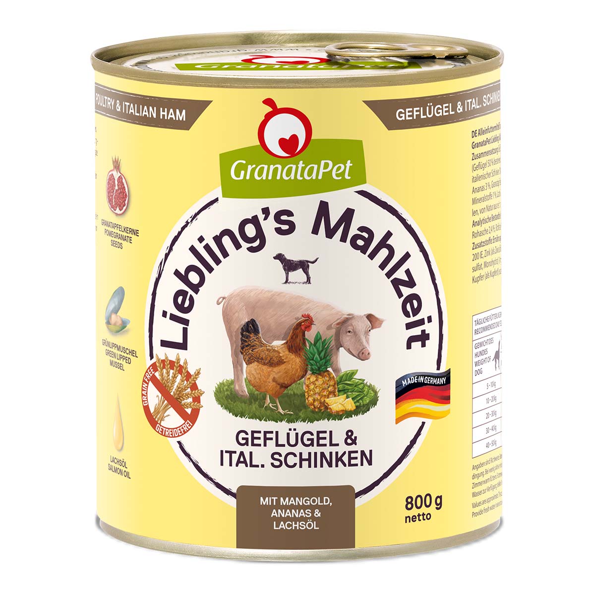 GranataPet Liebling’s Mahlzeit Geflügel und italienischer Schinken 6x800g