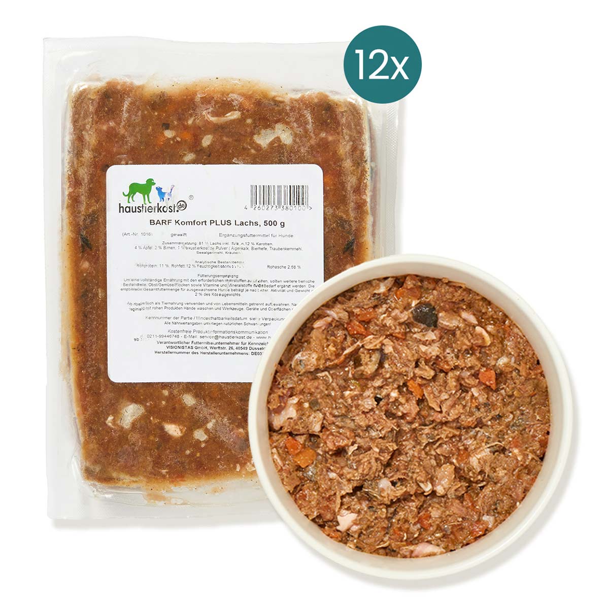 Haustierkost BARF Komfort PLUS Lachs 12x500 g