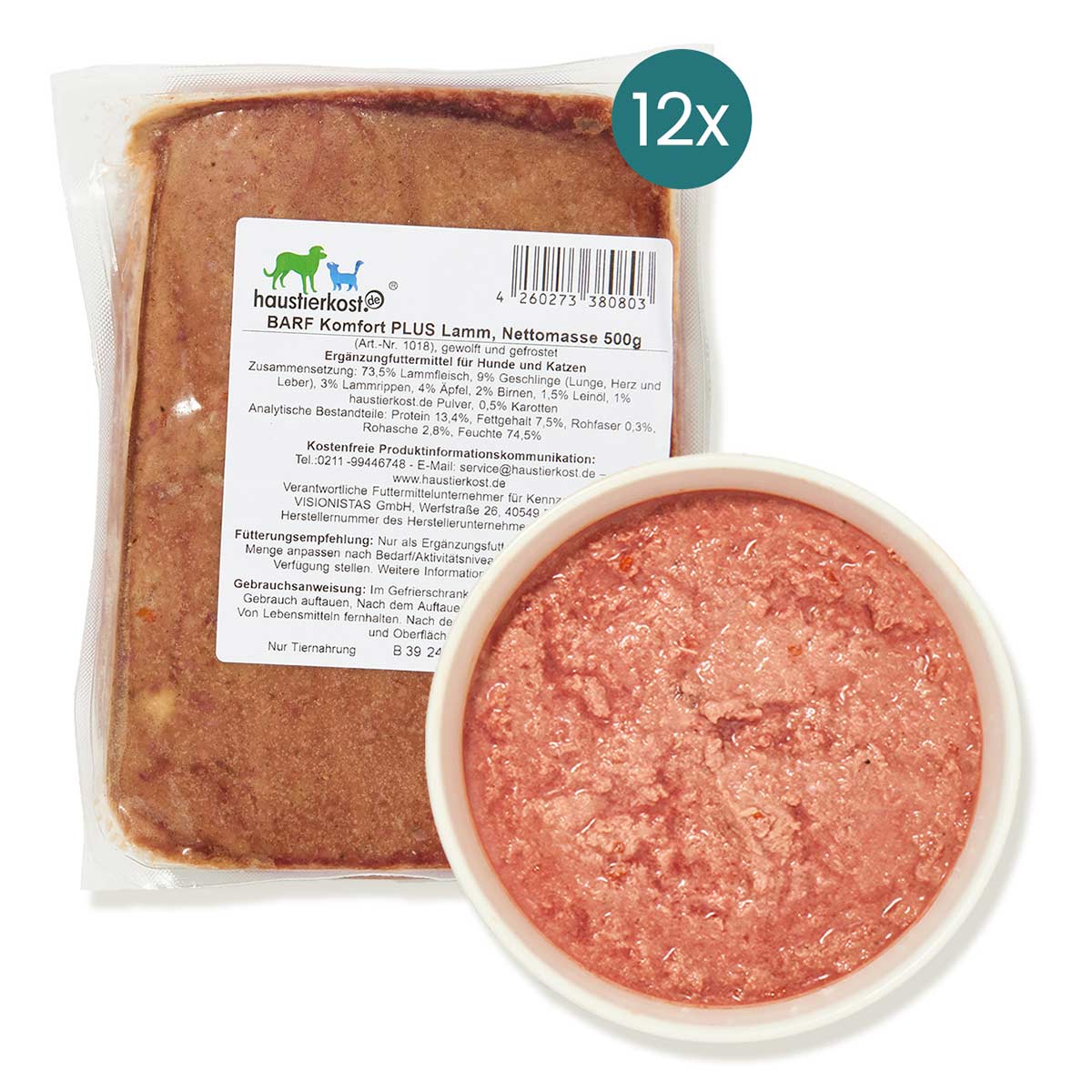 Haustierkost BARF Komfort PLUS Lamm 12x500 g