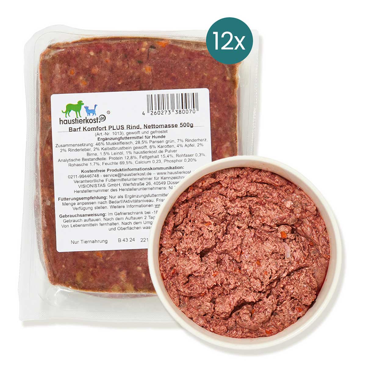 Haustierkost BARF Komfort PLUS Rind 12x500 g