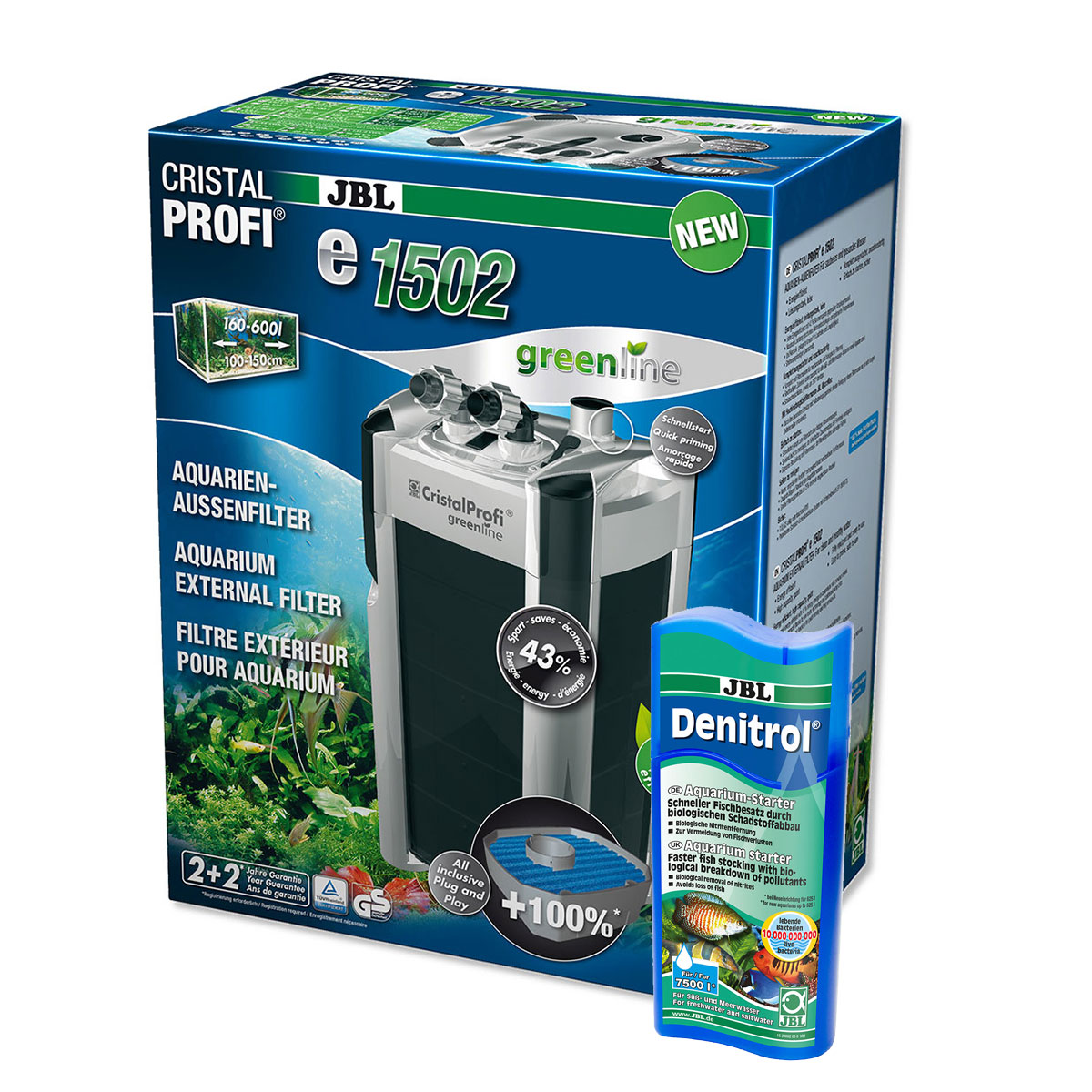 JBL CristalProfi e1502 greenline + Denitrol 250ml gratis