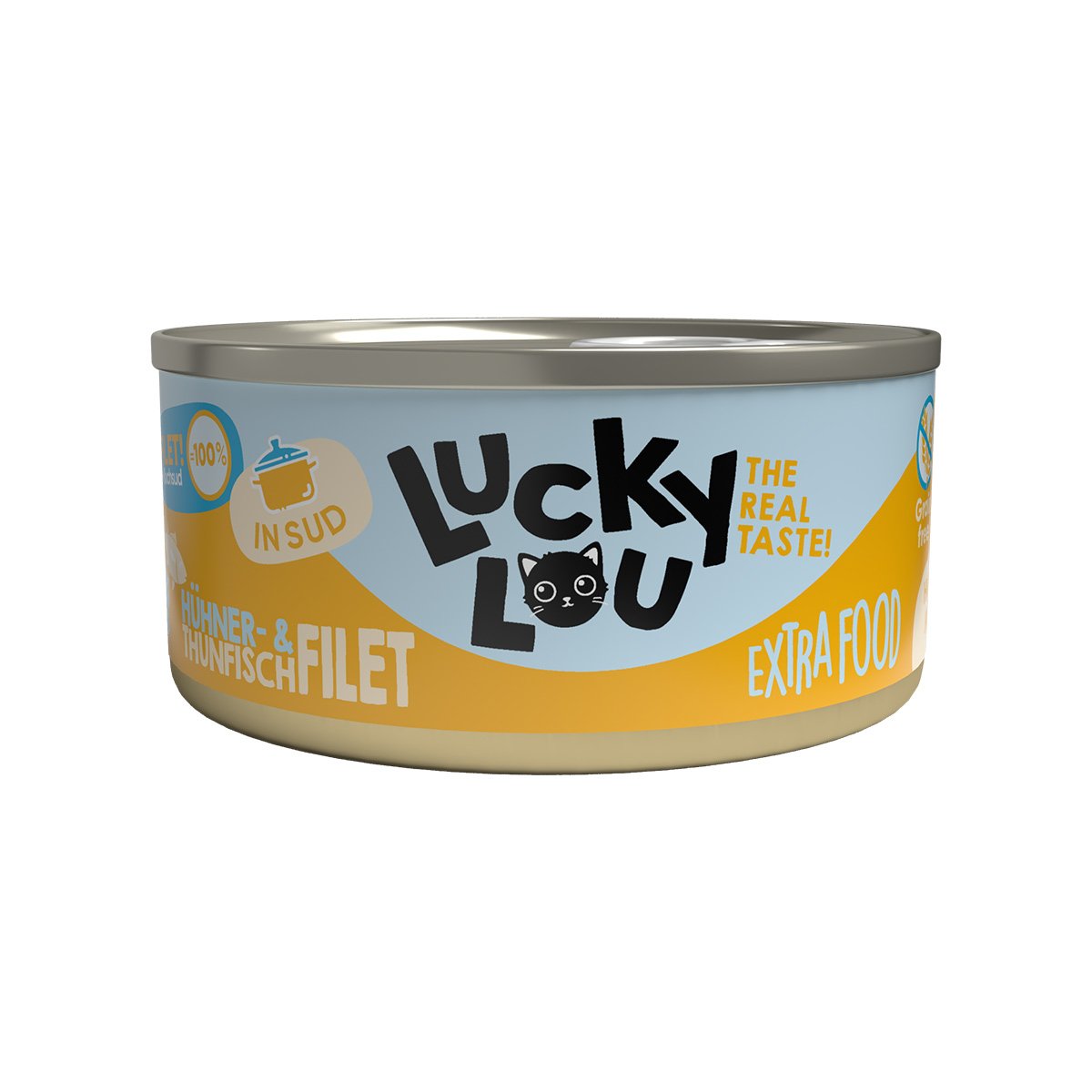 Lucky Lou Extrafood kuřecí filet a filet z tuňáka ve vývaru 18 × 70 g