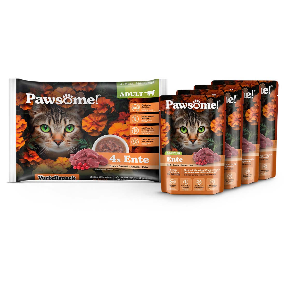 Pawsome Adult Ente Vorteilspack 4x85g