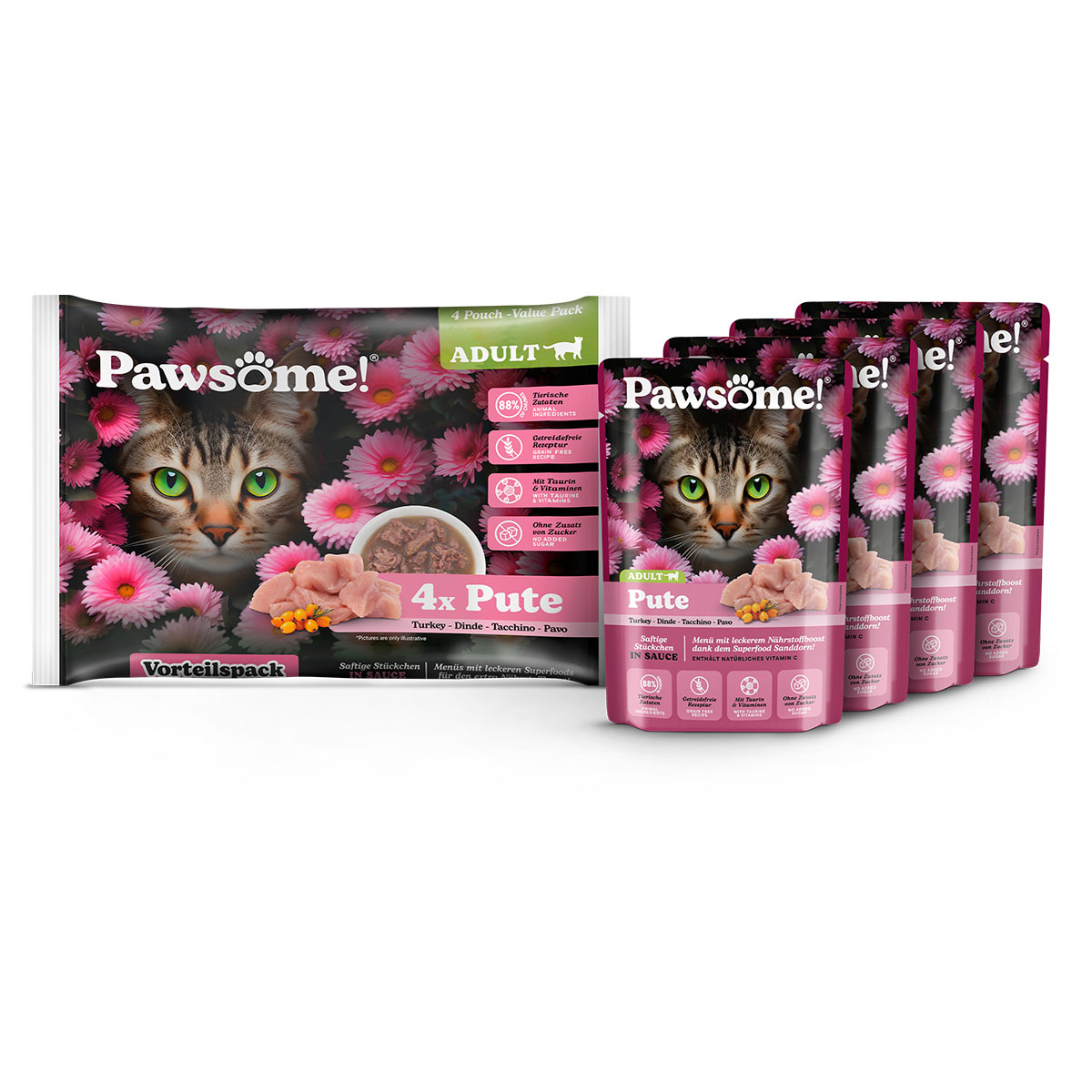 Pawsome Adult Pute Vorteilspack 4x85g