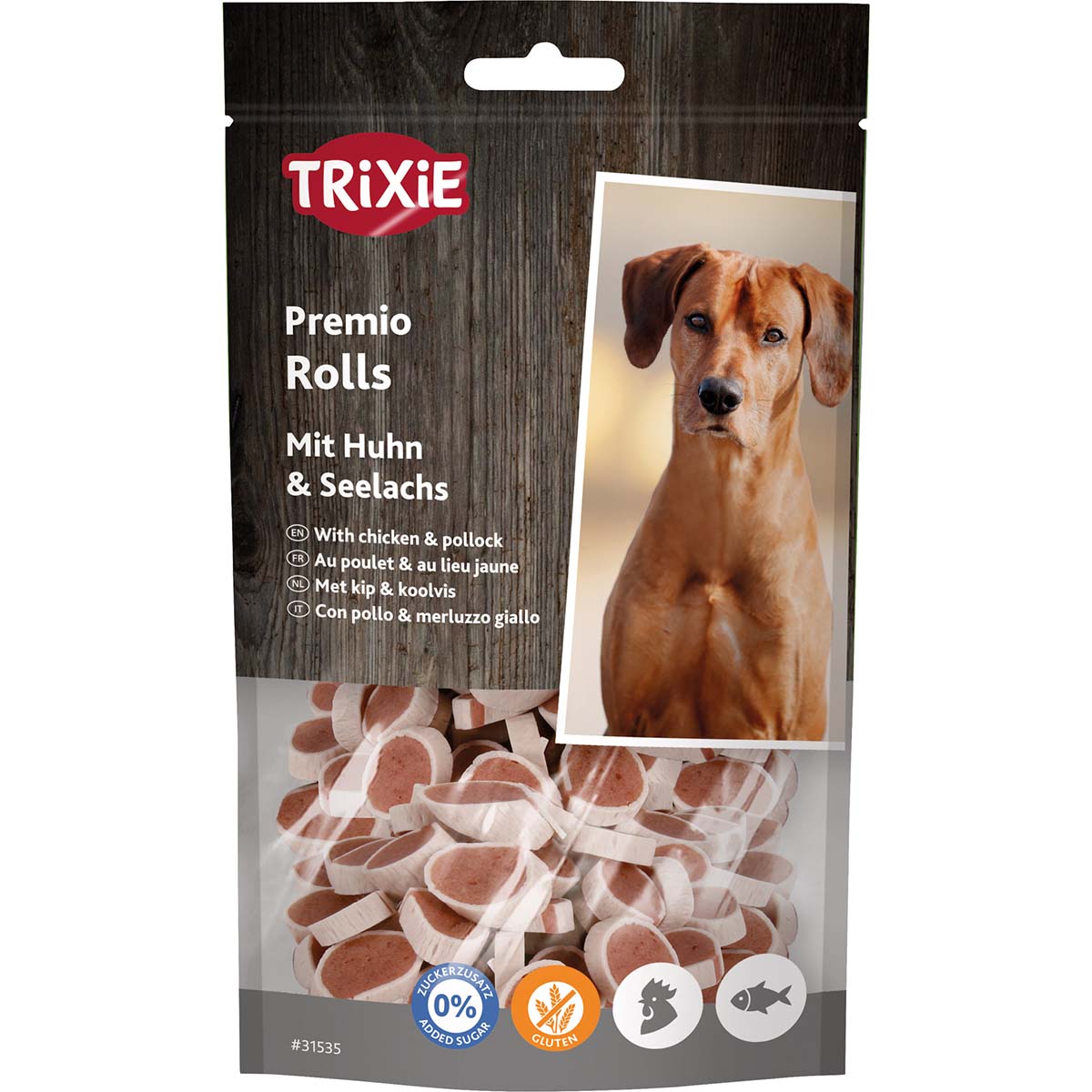 Trixie PREMIO Rolls pamlsek pro psy s kuřecím masem a treskou tmavou 12 × 75 g