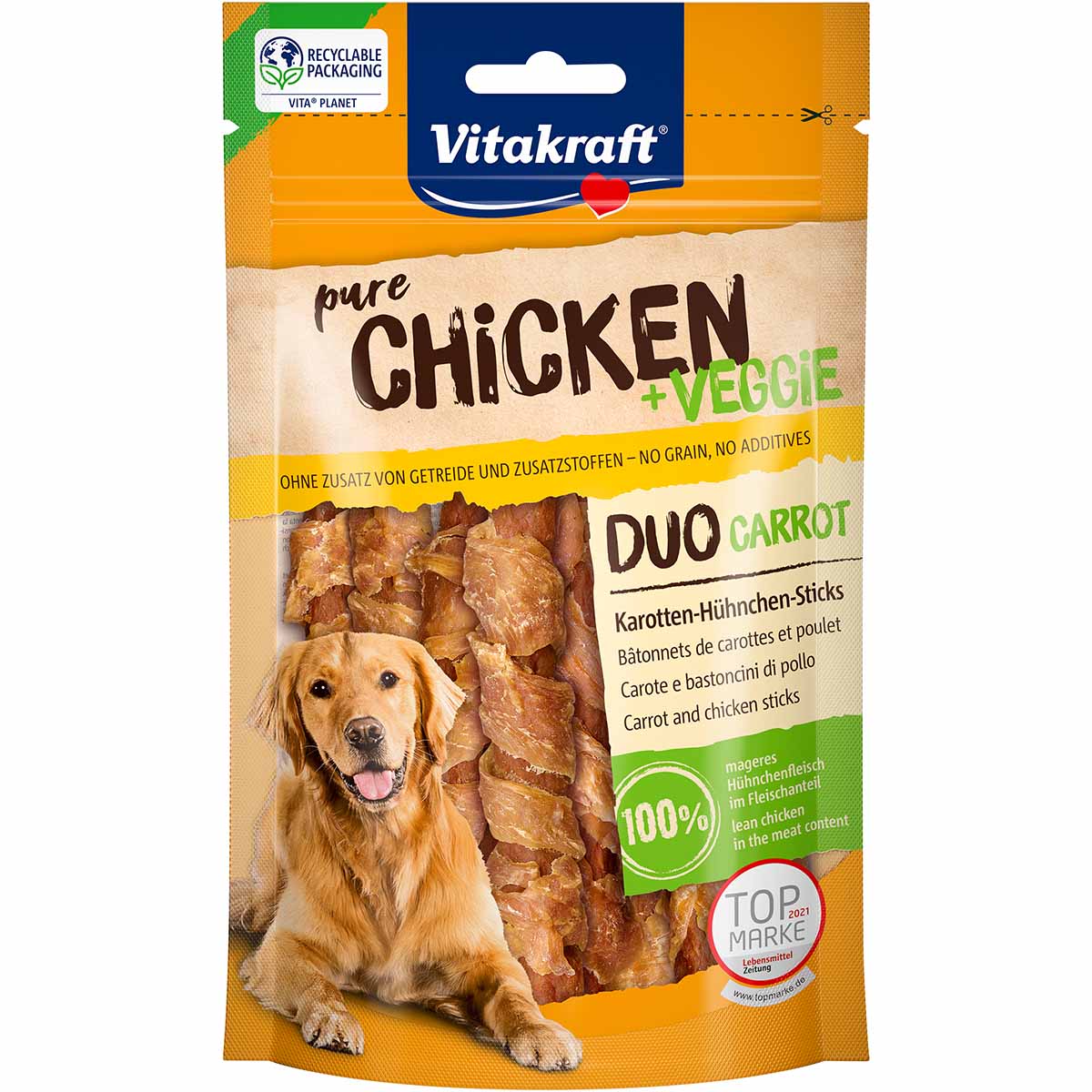 Vitakraft CHICKEN Veggie mrkvové tyčinky + kuřecí maso 3 × 80 g