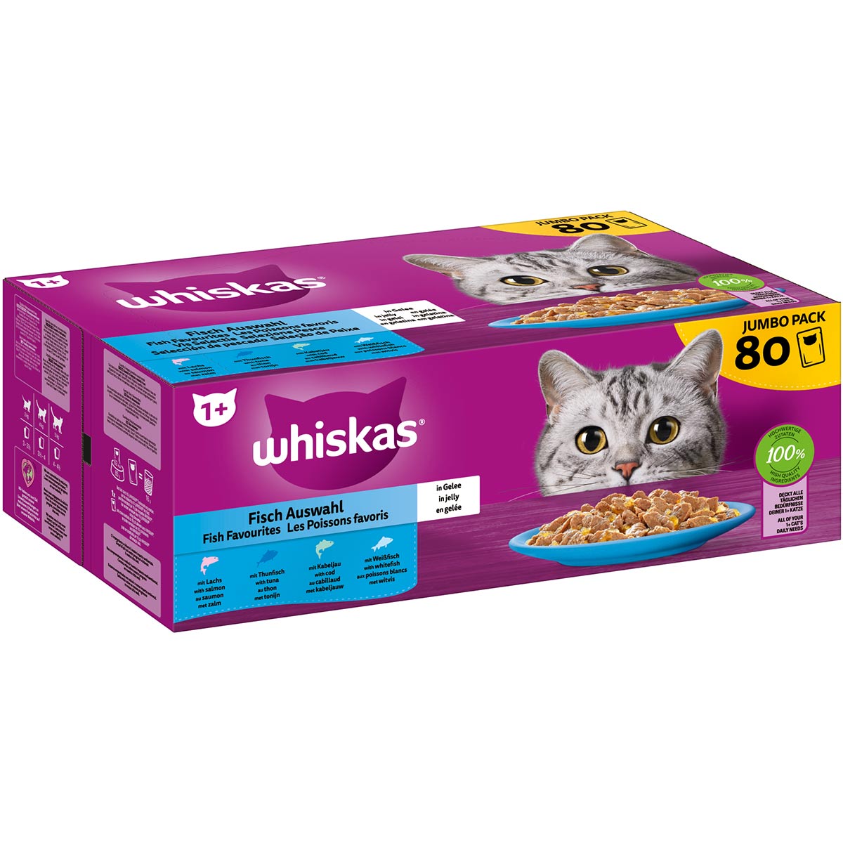 Whiskas Pouch Multipack 1 + Fisch in Gelee 80x85g