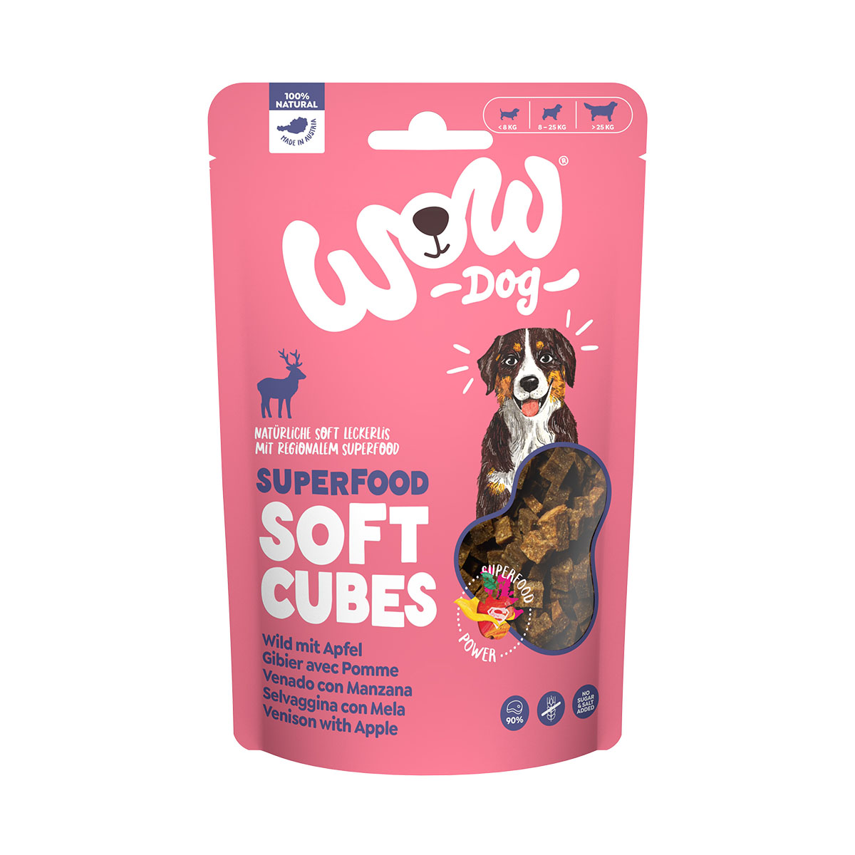 WOW SUPERFOOD Soft Cubes zvěřina s jablkem 150 g