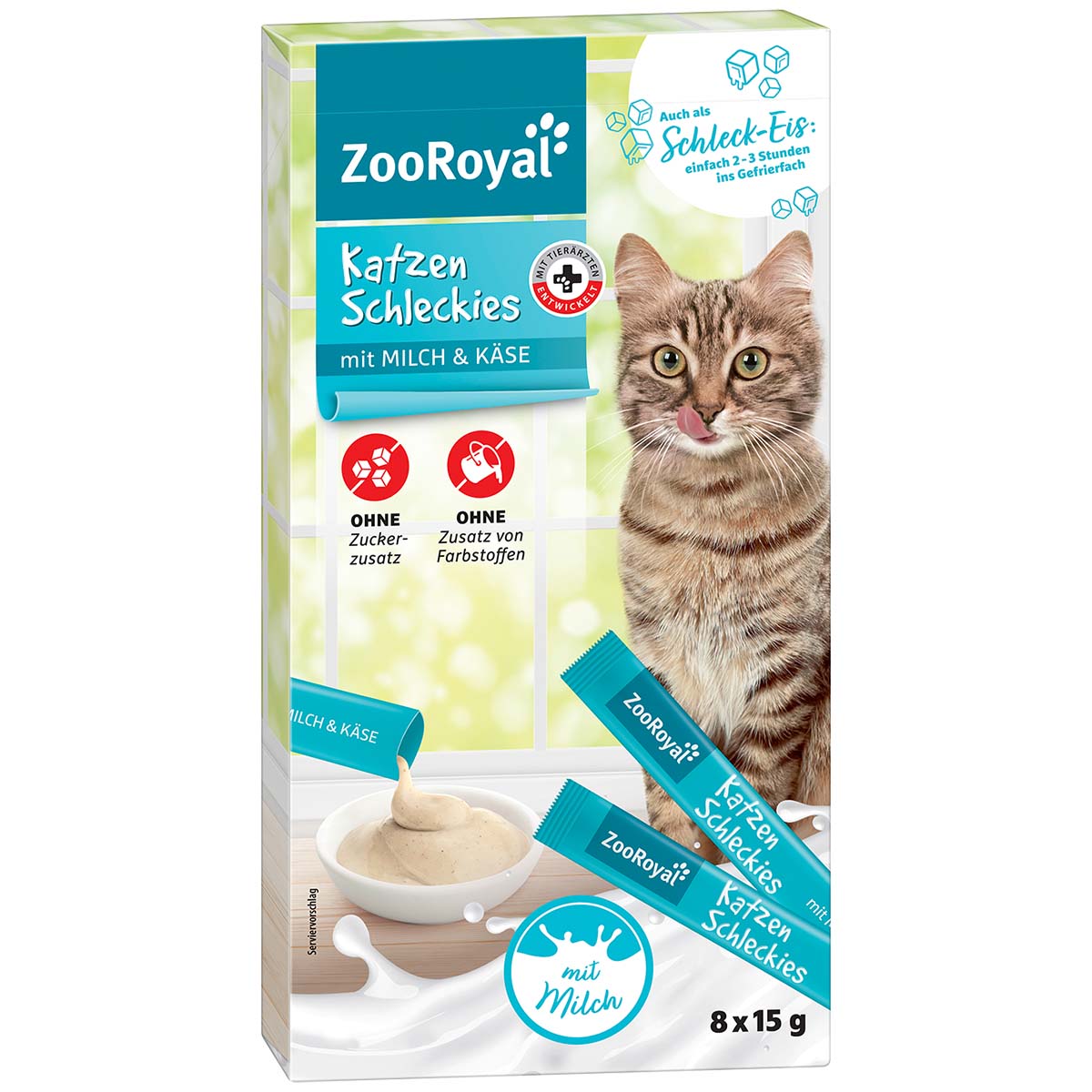 ZooRoyal Katzenschleckies mit Milch &amp; Käse 8x15g