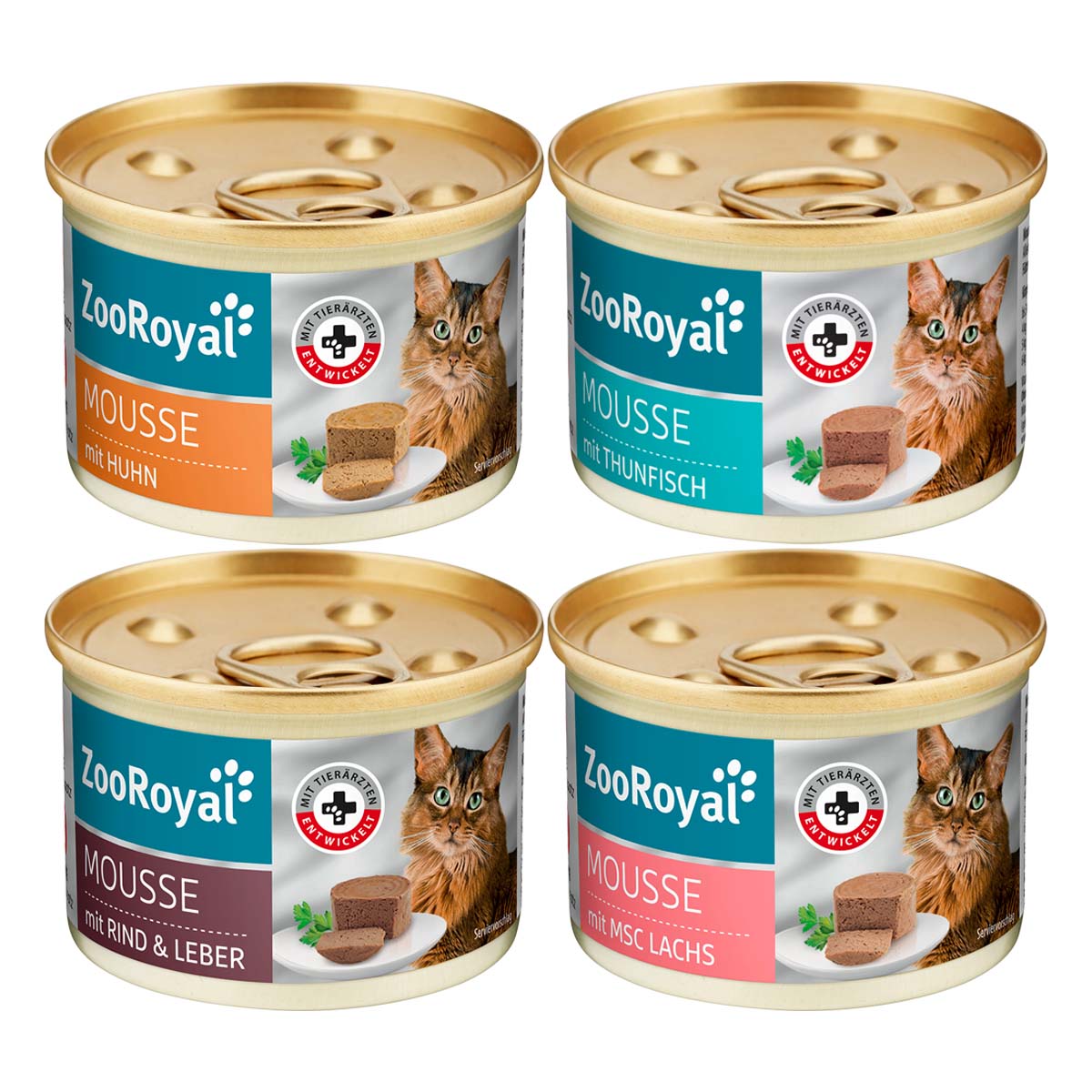 ZooRoyal Mousse Mixpaket Fisch, Rind & Huhn 24x85g