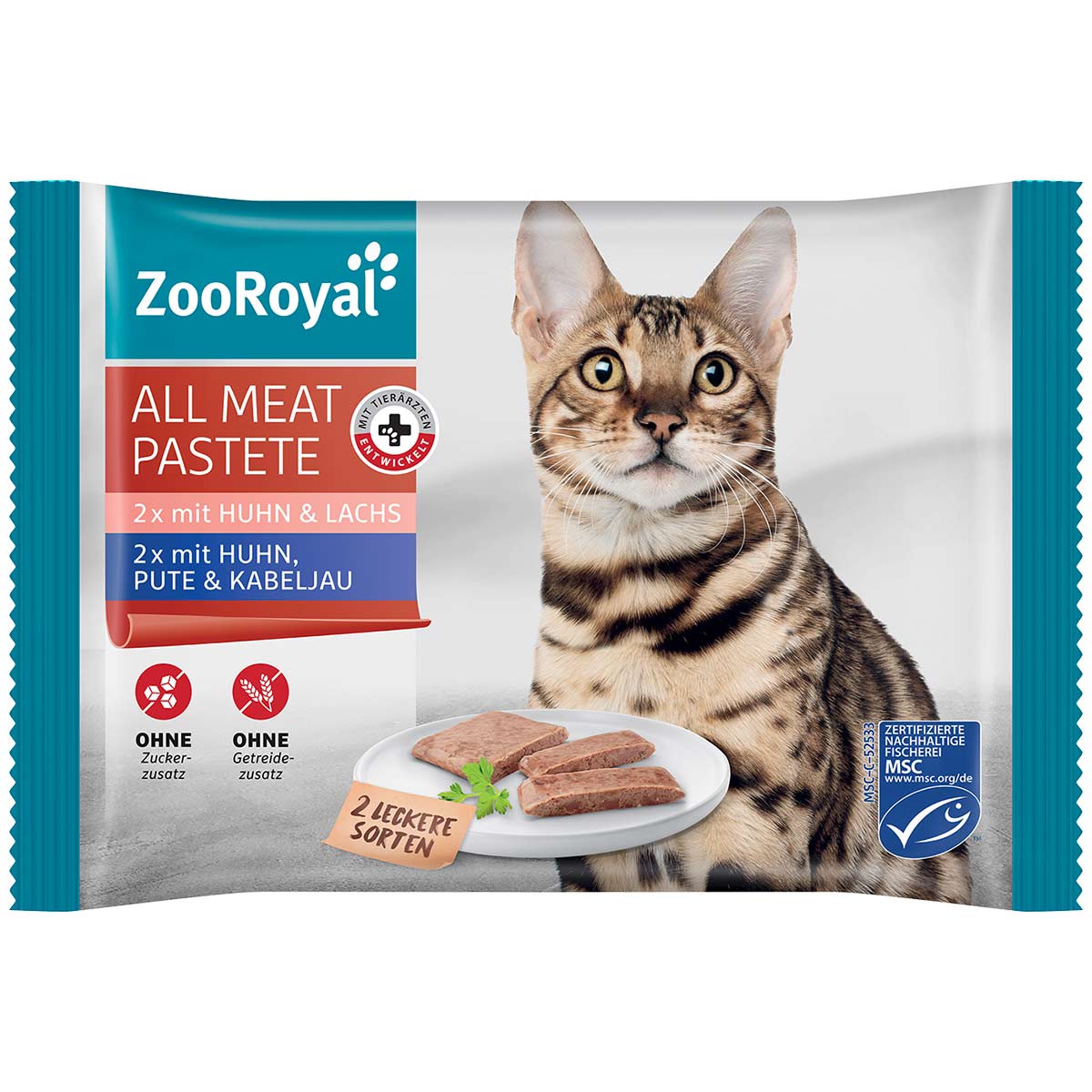 ZooRoyal All Meat Geflügel/Kabeljau und Huhn/Lachs 4x85g